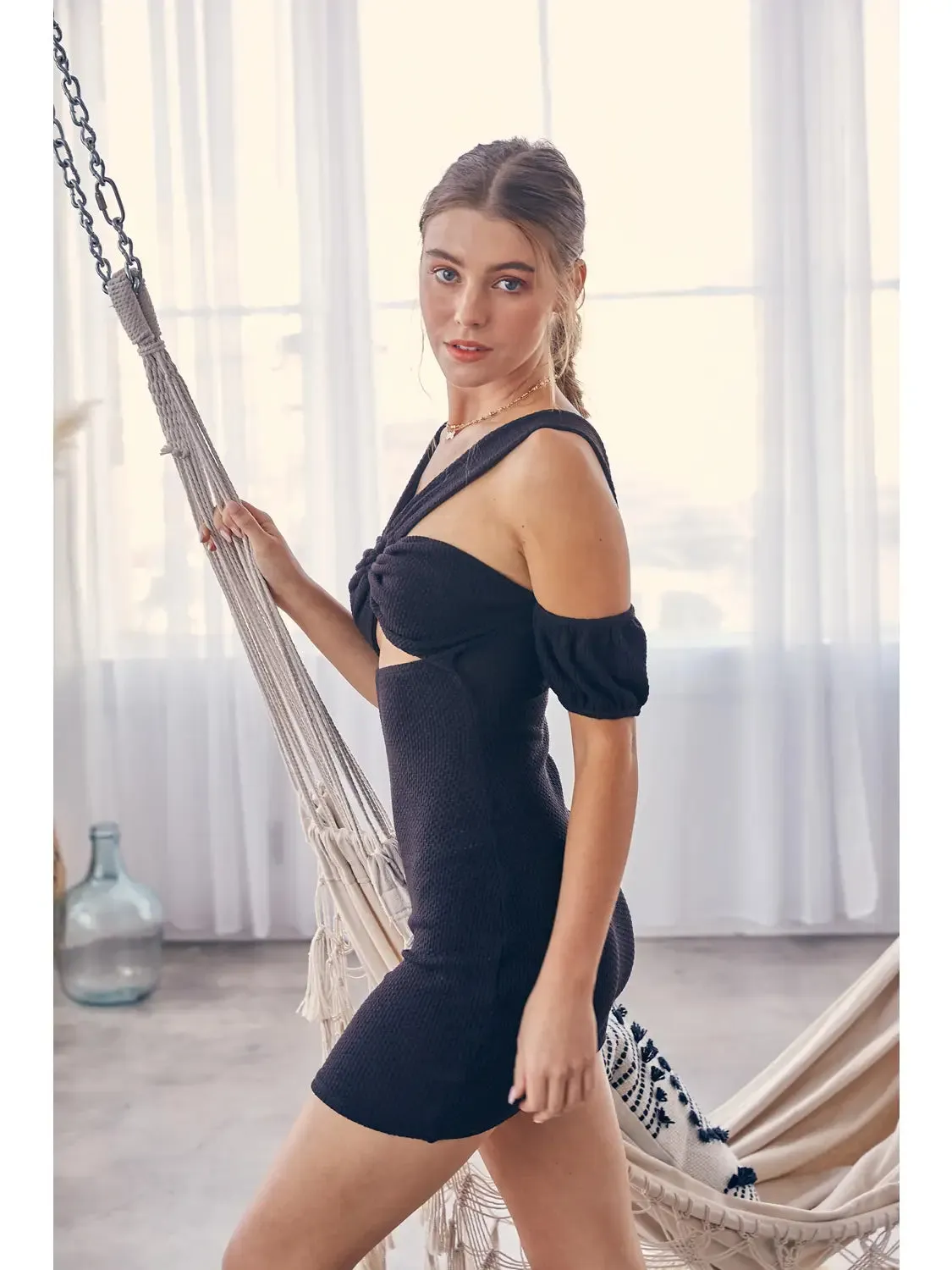 Off Shoulder Knit Mini Dress