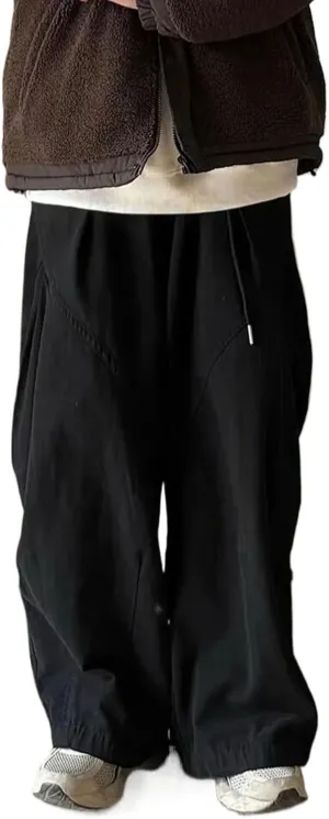 Retro Casual Pants Men Loose Solid Color Wide-Leg Trousers Japanese Oversize Harem Pants Spring Autumn