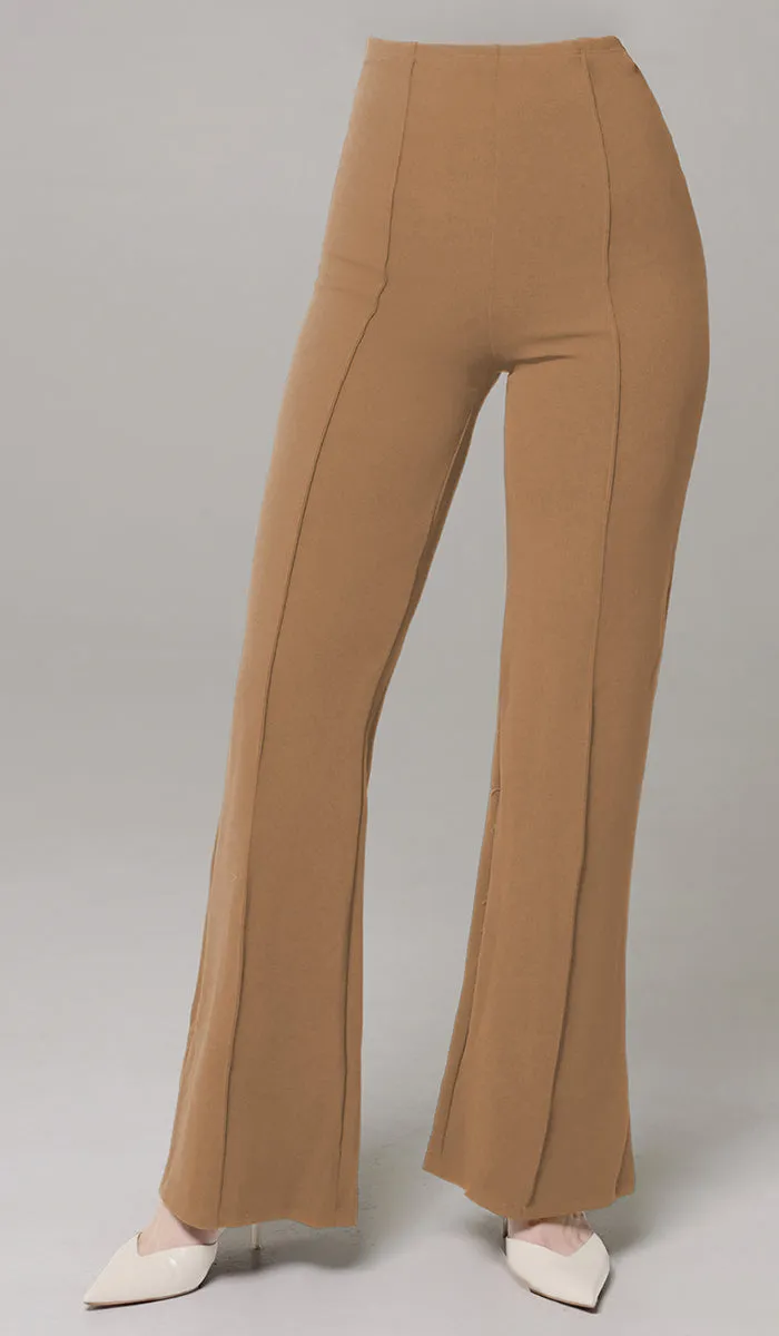 Riva Tailored Stretch Flared Pants - Caramel