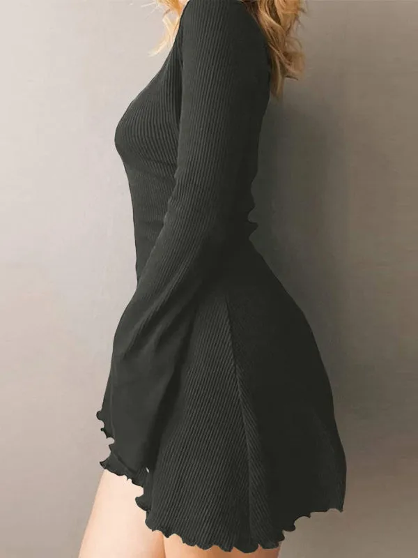 Simple Cutout Long Trendy Sleeve Crop Top