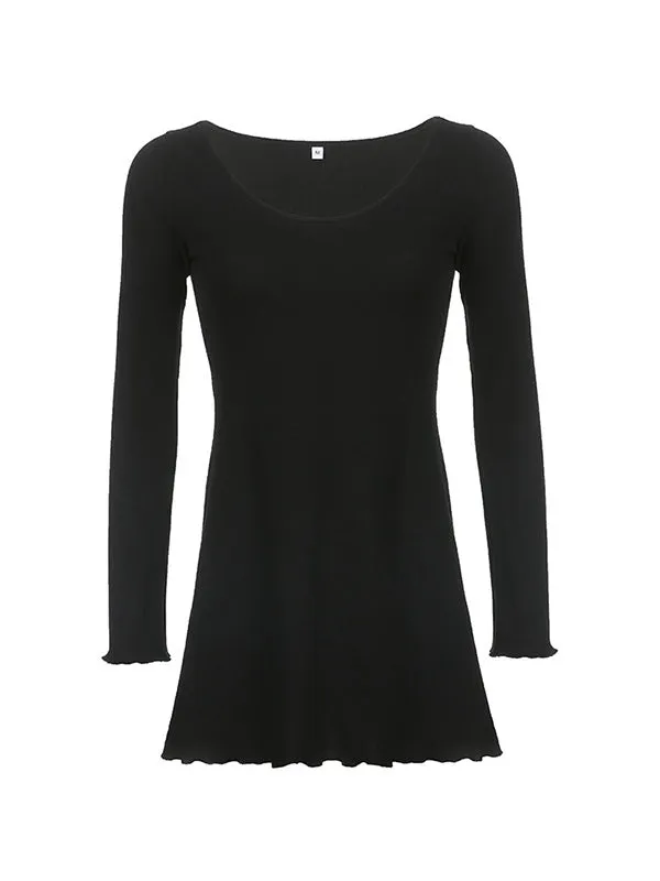 Simple Cutout Long Trendy Sleeve Crop Top