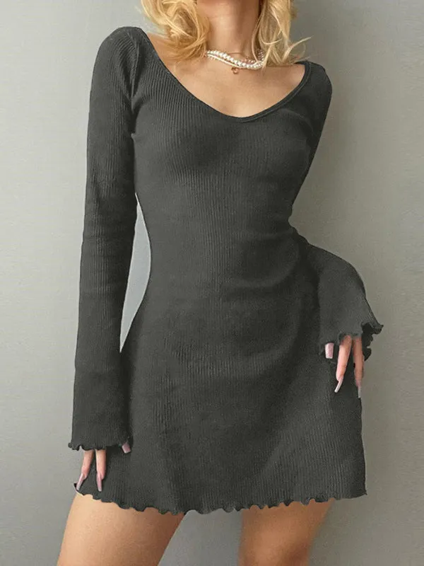 Simple Cutout Long Trendy Sleeve Crop Top