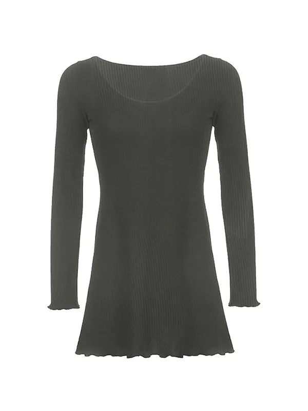 Simple Cutout Long Trendy Sleeve Crop Top