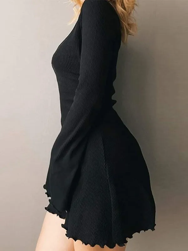 Simple Cutout Long Trendy Sleeve Crop Top