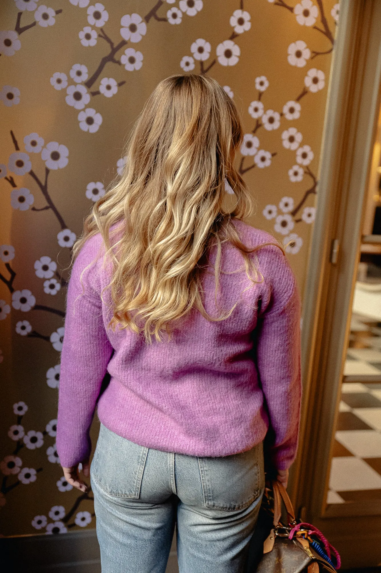 SLFSia LS knit O-neck cardigan first bloom/melange