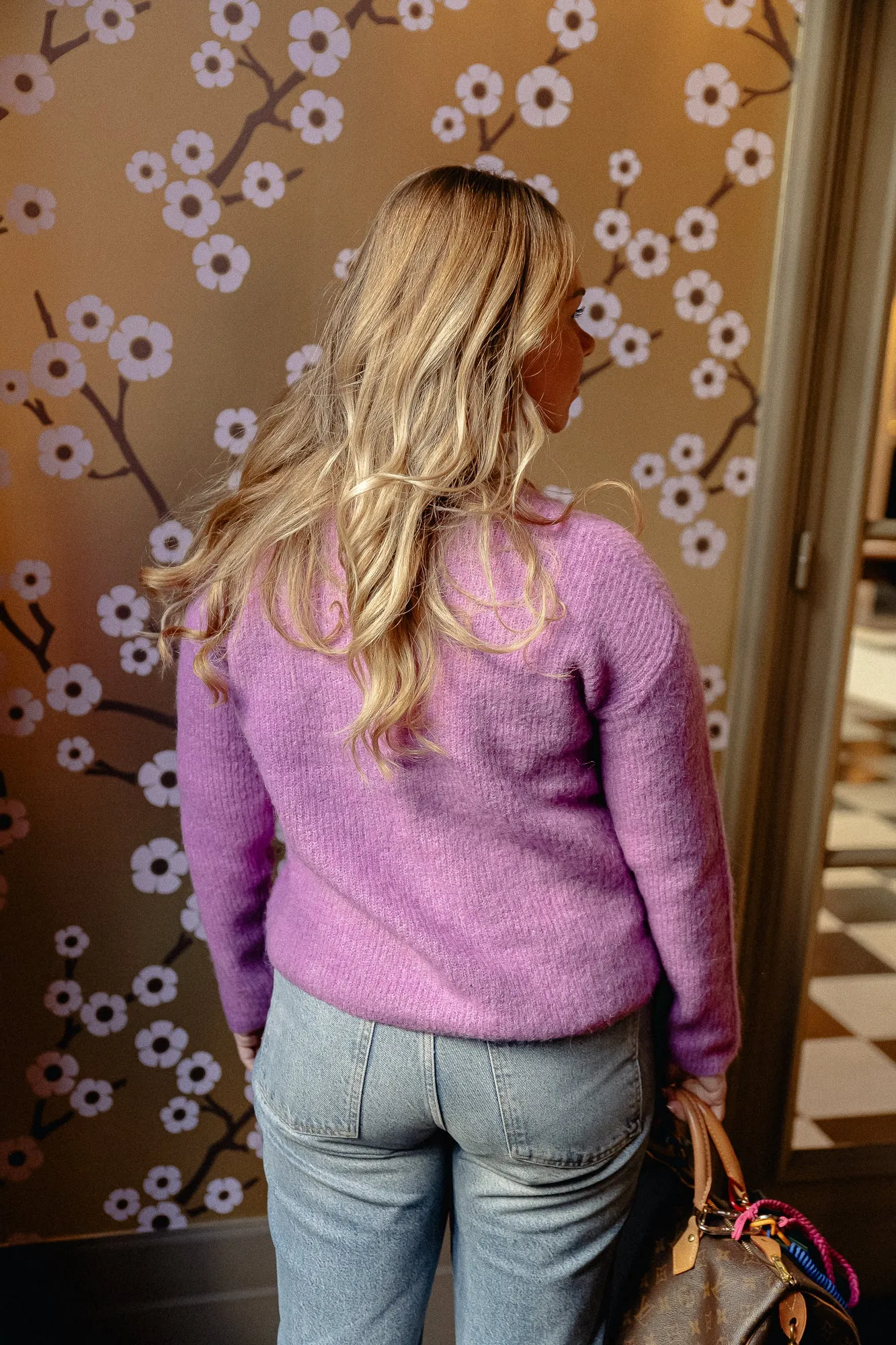 SLFSia LS knit O-neck cardigan first bloom/melange