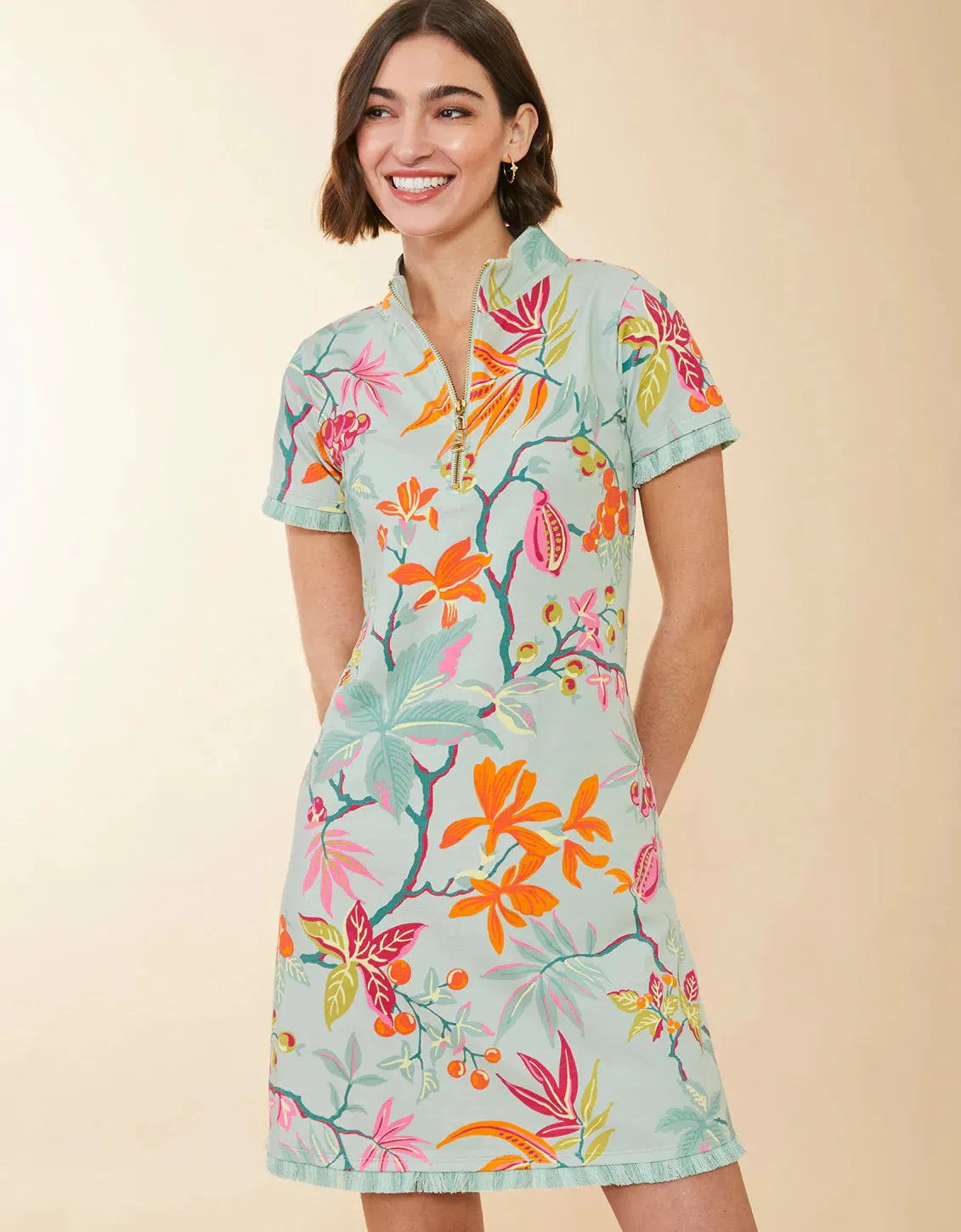 Spartina Serena Fringe Richmond Hill Honeysuckle Seafoam Dress