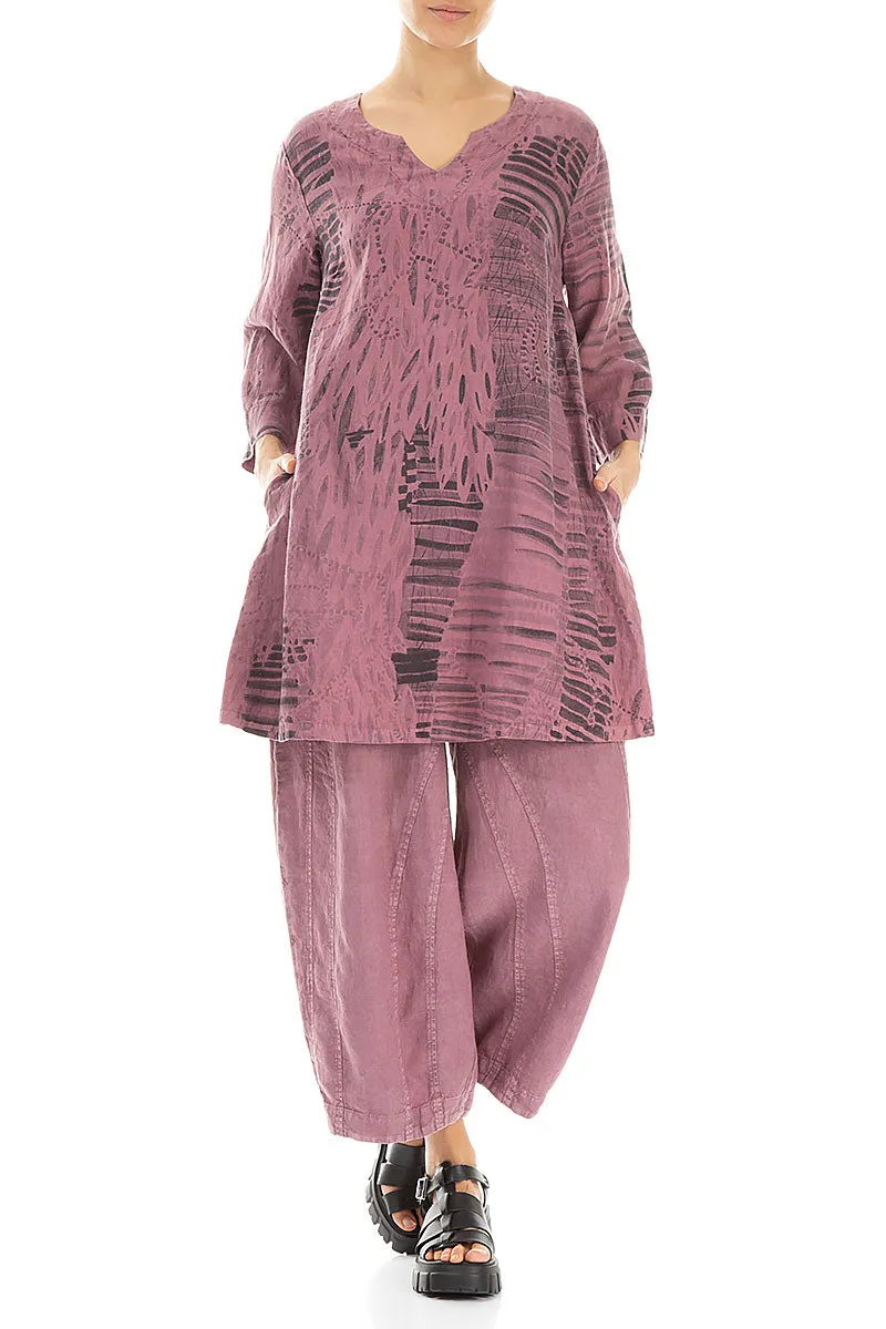 V-Neck Mauve Taupe Serenity Linen Tunic