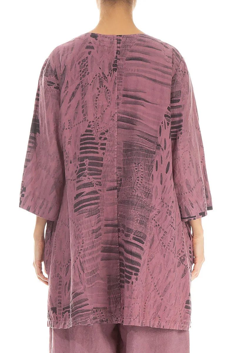 V-Neck Mauve Taupe Serenity Linen Tunic