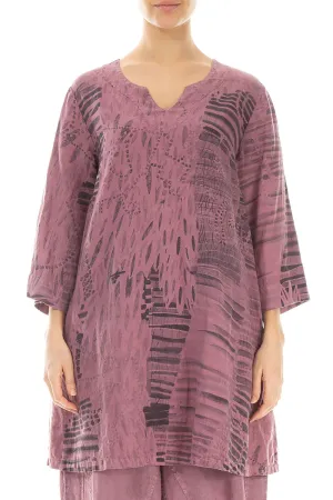 V-Neck Mauve Taupe Serenity Linen Tunic