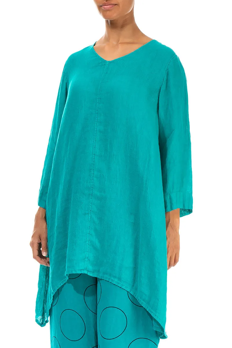 V-Neck Ocean Gauze Linen Tunic