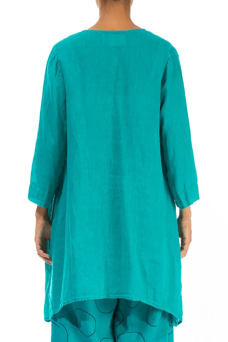 V-Neck Ocean Gauze Linen Tunic