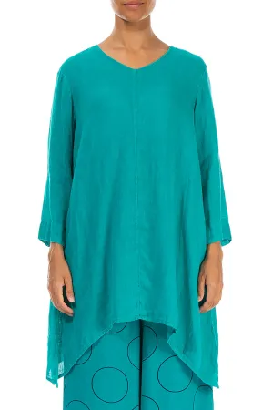V-Neck Ocean Gauze Linen Tunic