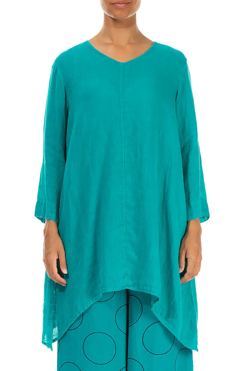 V-Neck Ocean Gauze Linen Tunic