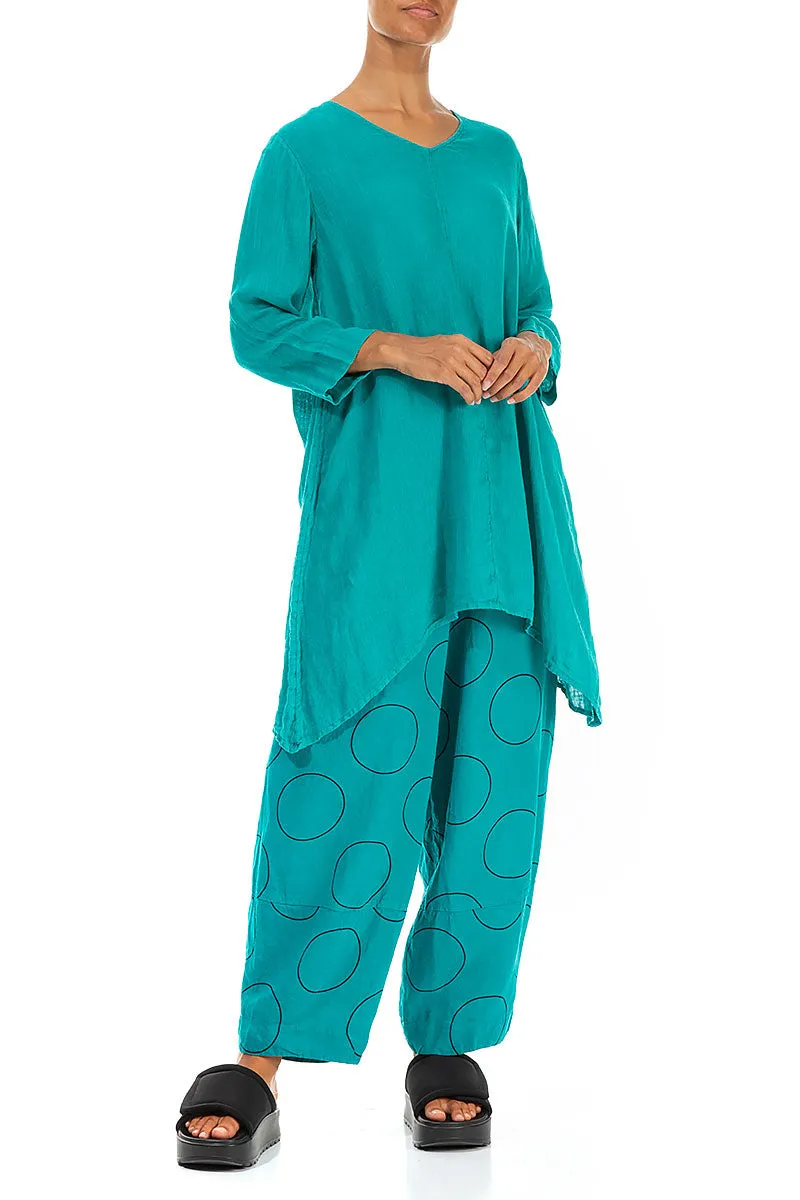 V-Neck Ocean Gauze Linen Tunic