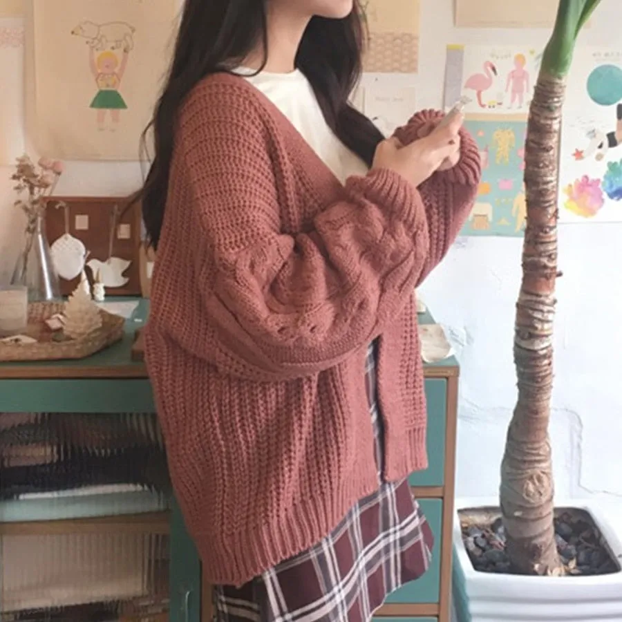VenusFox  Knitted Long Sleeve Sweater Cardigan