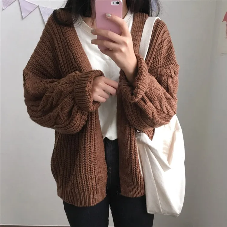VenusFox  Knitted Long Sleeve Sweater Cardigan
