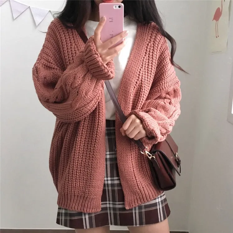 VenusFox  Knitted Long Sleeve Sweater Cardigan