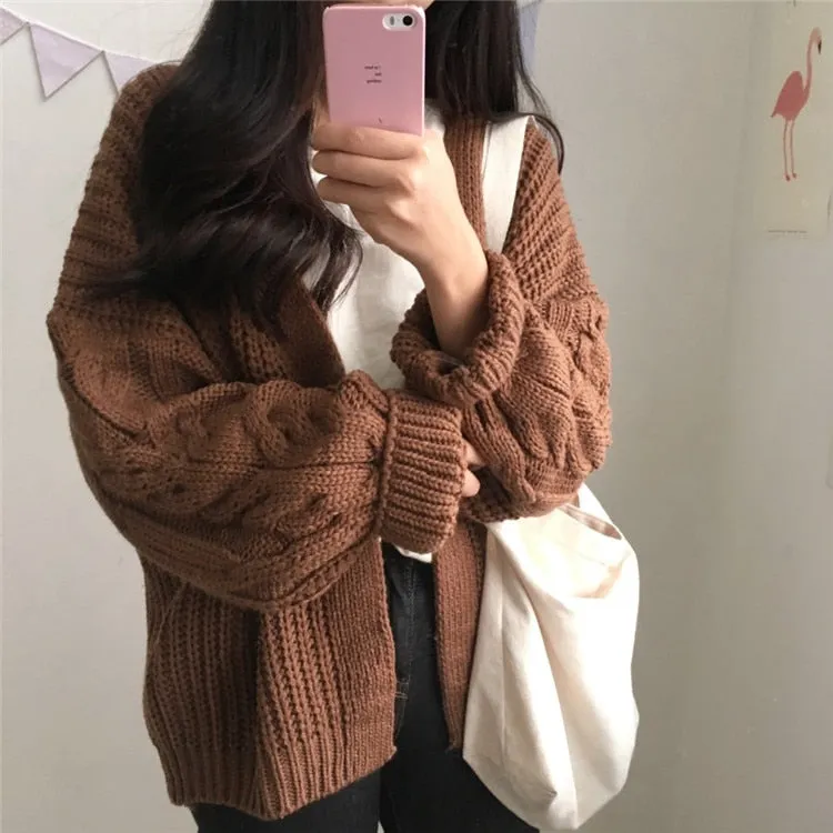 VenusFox  Knitted Long Sleeve Sweater Cardigan