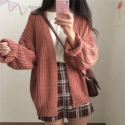 VenusFox  Knitted Long Sleeve Sweater Cardigan