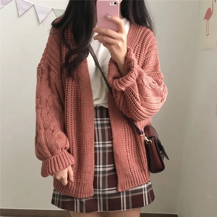 VenusFox  Knitted Long Sleeve Sweater Cardigan