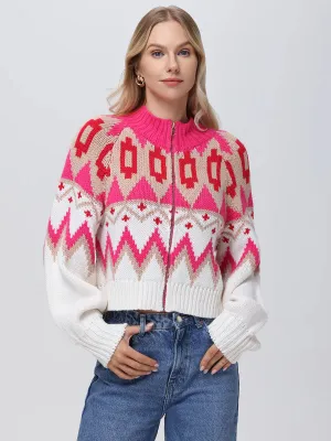 Victoria Fair Isle Zip Bomber Jacket