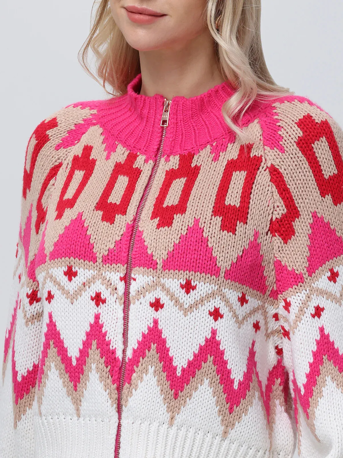 Victoria Fair Isle Zip Bomber Jacket