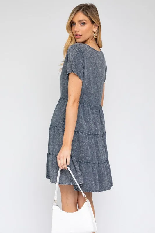Washed Baby Doll Mini Dress *Multiple Colors*