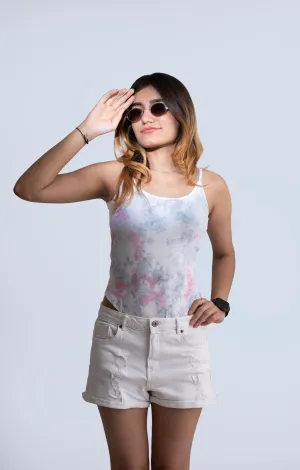 Women's Pink Tie Die Stretchable Body Suit